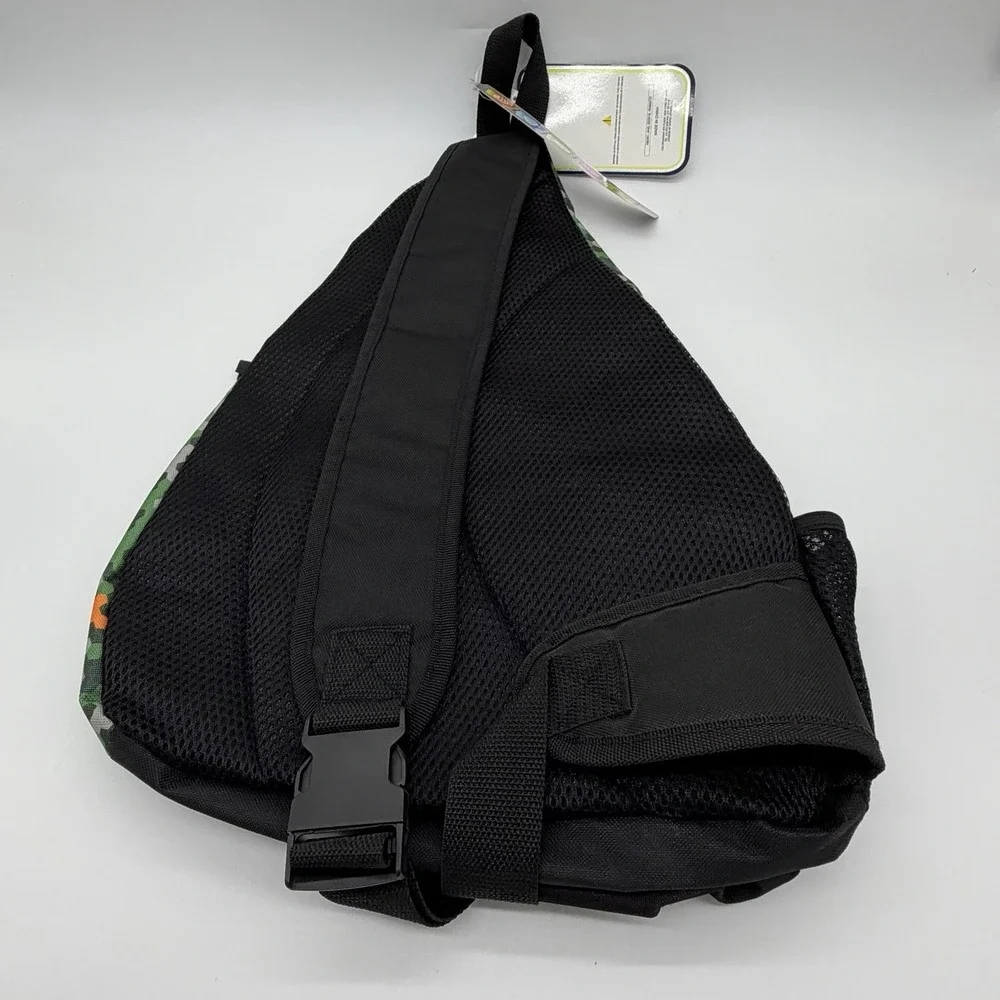 NWT 2016 Mystic Apparel Camo Sling Backpack School Bag Green Orange One Strap